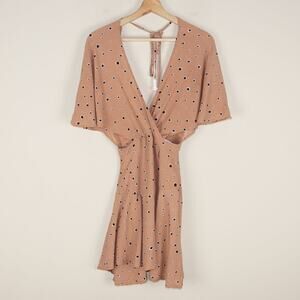 Faithfull the Brand Alto Brown Dot Print Side Cut Out Mini Dress Womens Sz 2